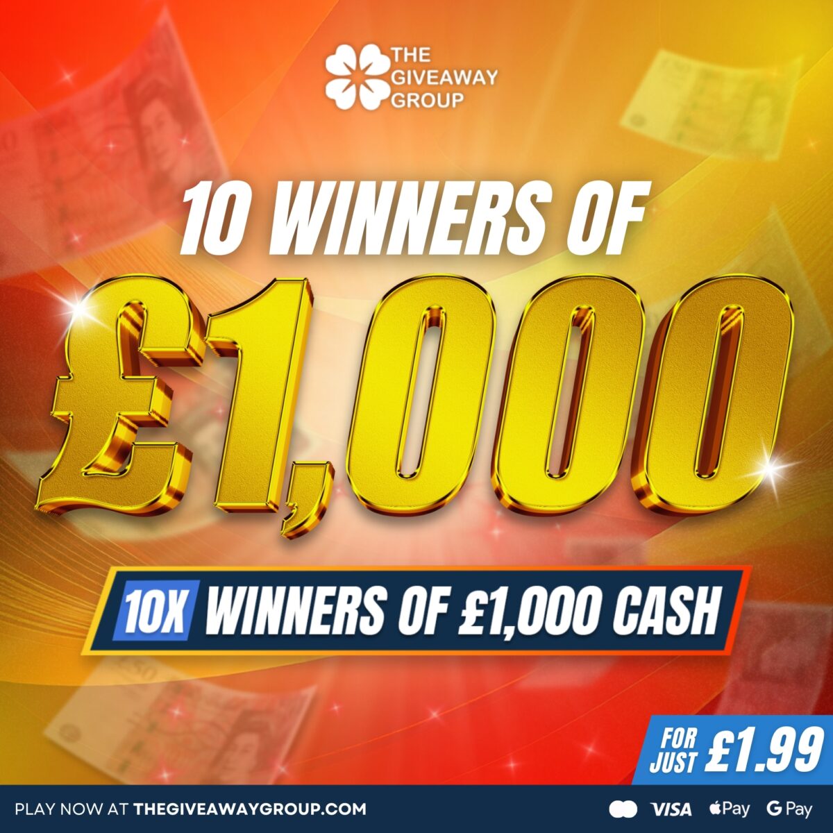 10 Winners of £1,000 | 10 Instant Wins All Worth £1,000