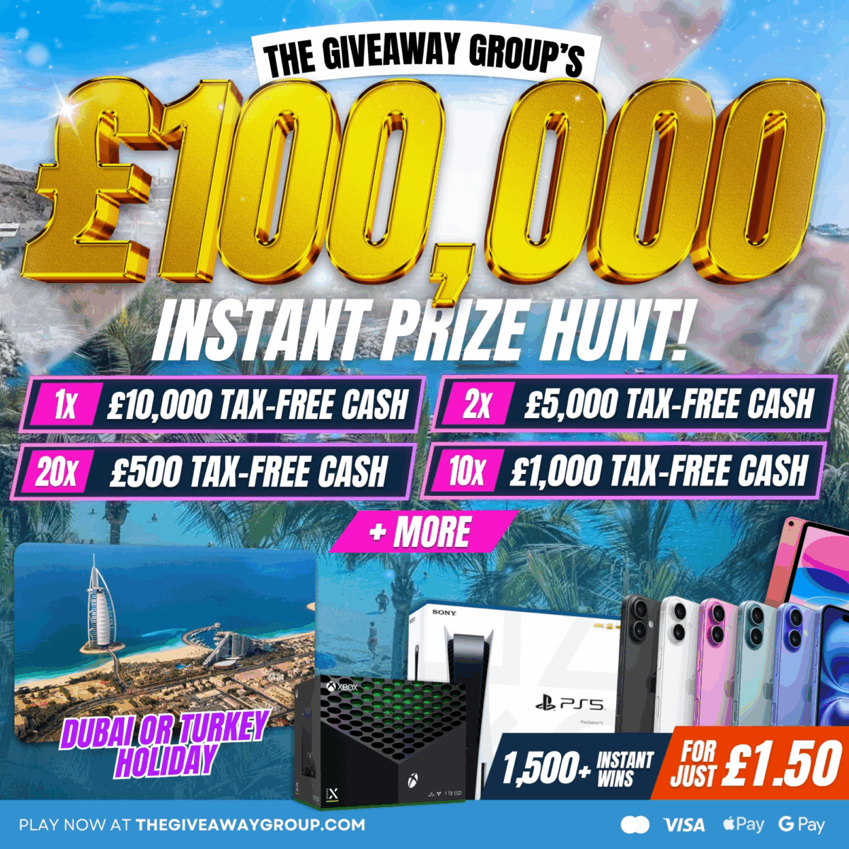 £100,000 Instant Prize Hunt | Holidays, Cash & More | £1,000 End Prize