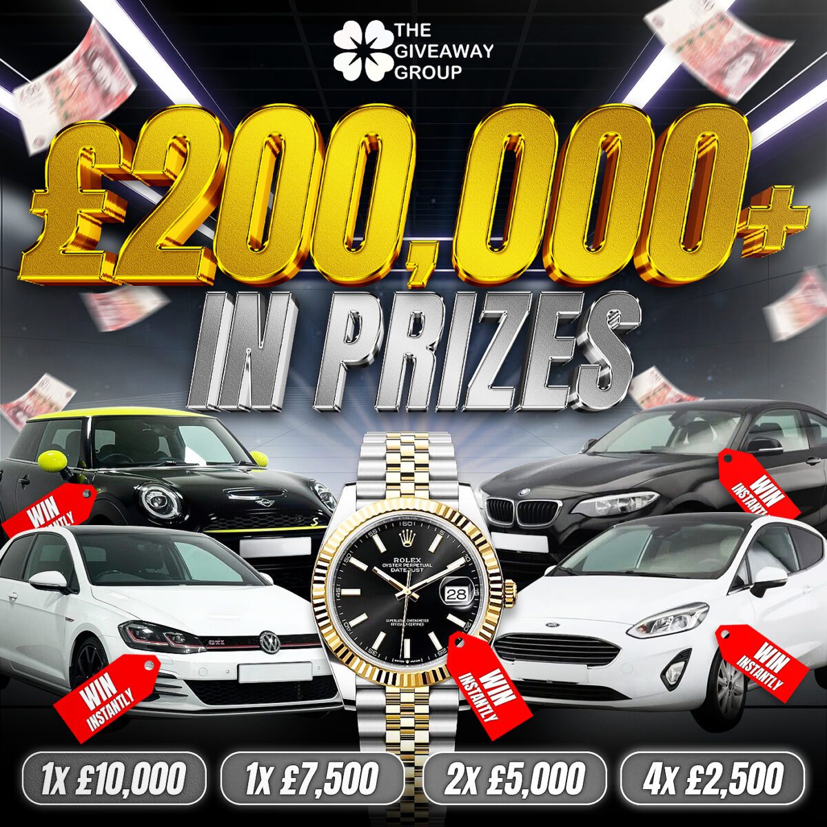 £200,000+ in Prizes | Win Cars, Rolex's and Cash Instantly
